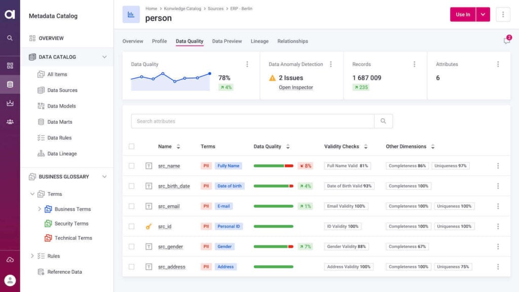 Ataccama review screenshot showing data quality management.