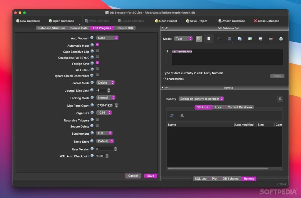 A photo for DB Browser for SQLite in Mac interface.