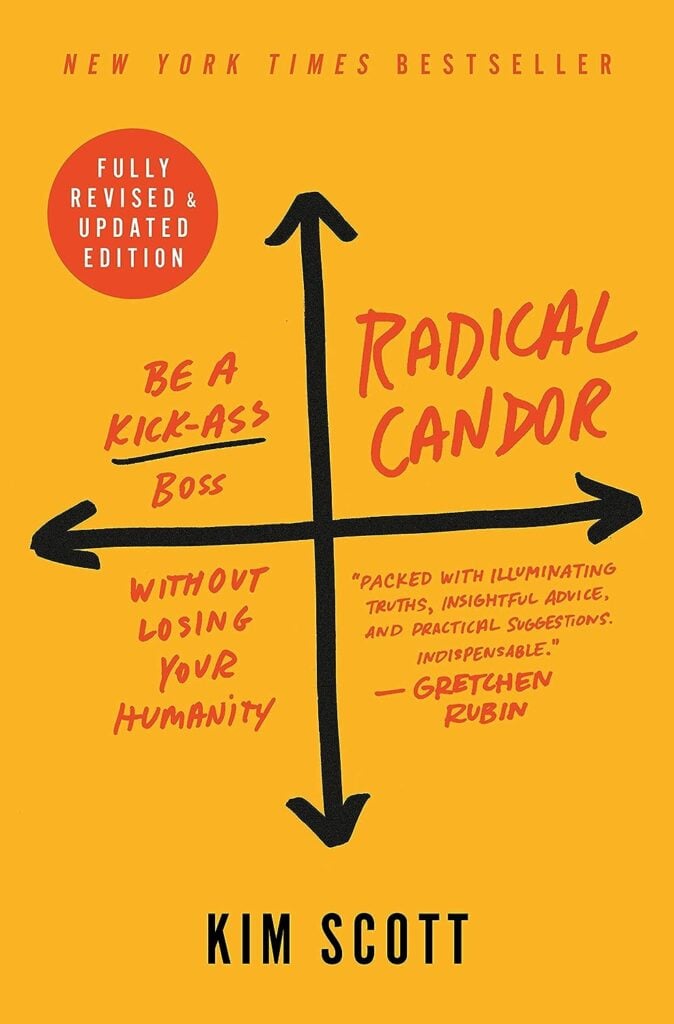 Hard cover photo of Radical Candor, a tech leadership book written by Kim Scott