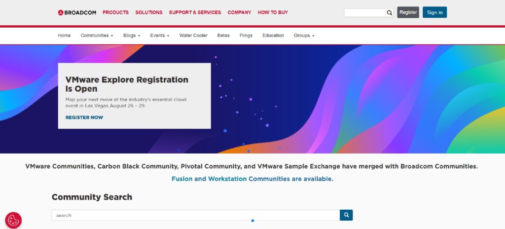 The VMare Communities page