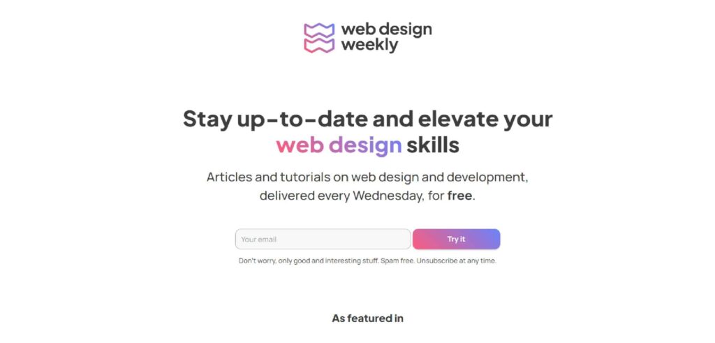 The Web Design Weekly, a coding newsletter