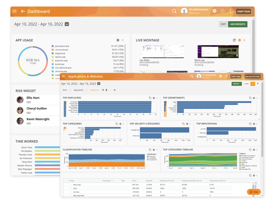Teramind user activity monitoring interface