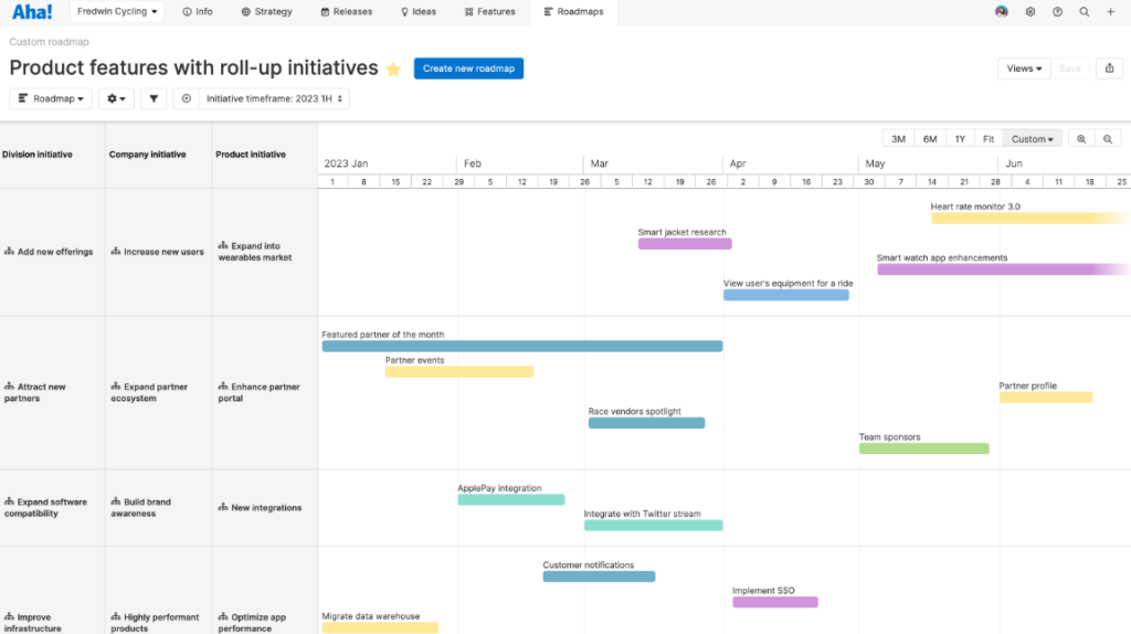 Aha custom roadmap