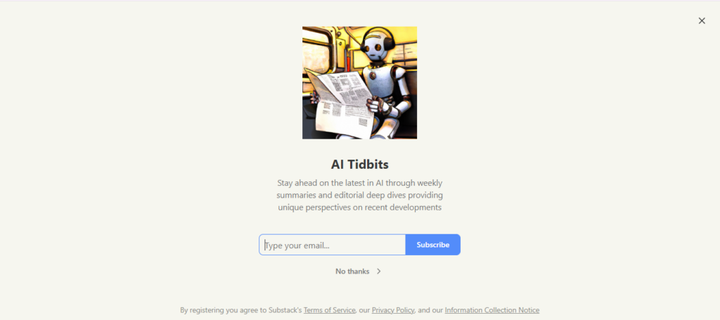 AI Tidbits newsletter landing page