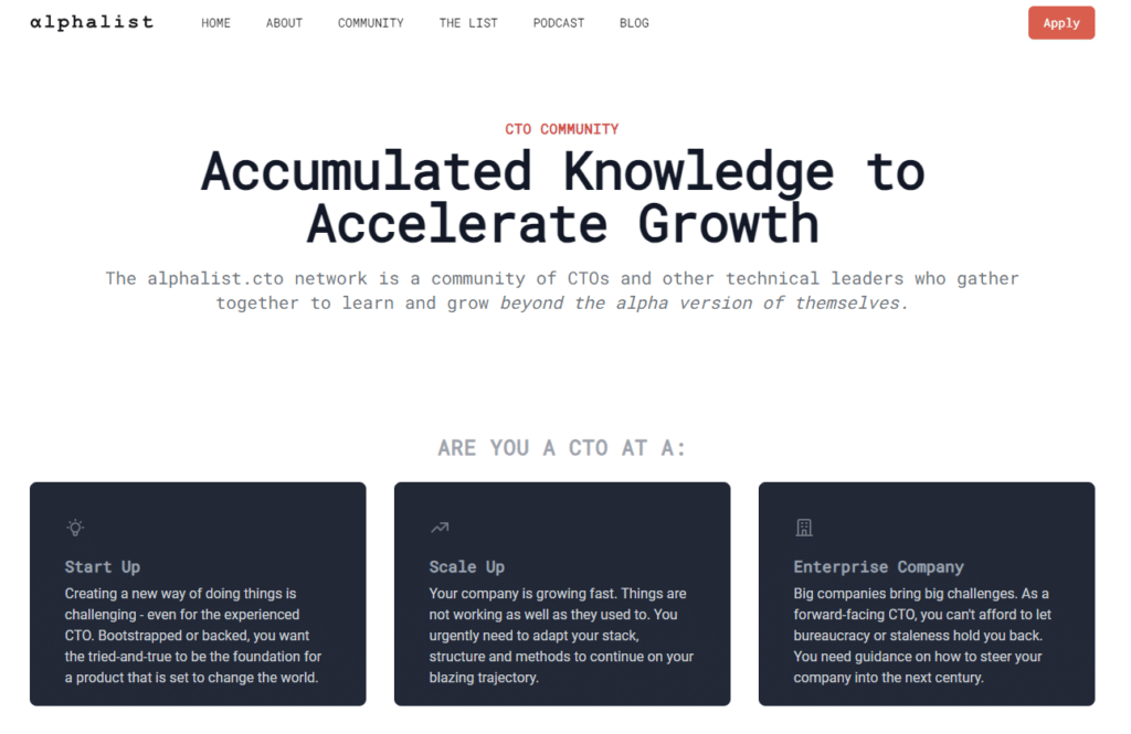 AlphaList, a community for CTOs