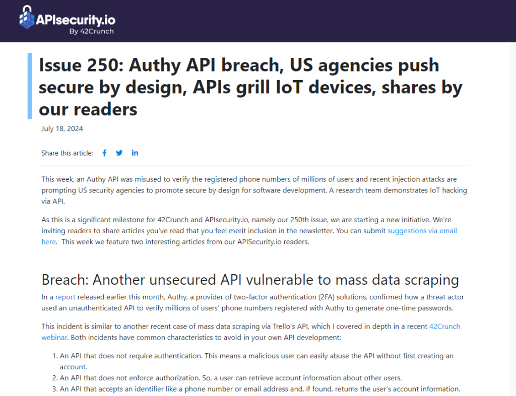 The API Security Newsletter July newsletter preview