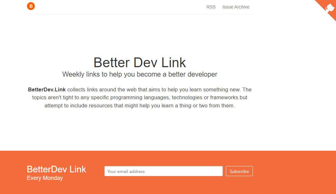 Better Dev Link subscription page