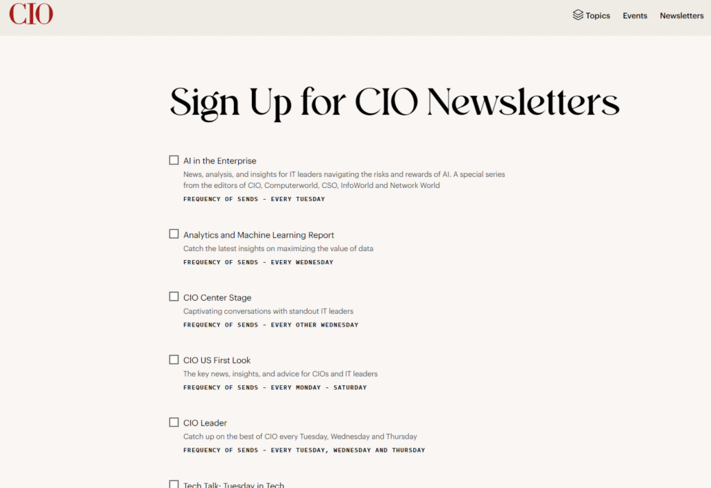 CIO, an IT industry Newsletter