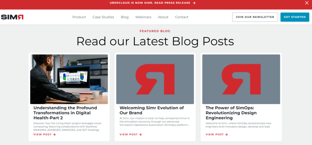 The UberCloud's blog posts page overview
