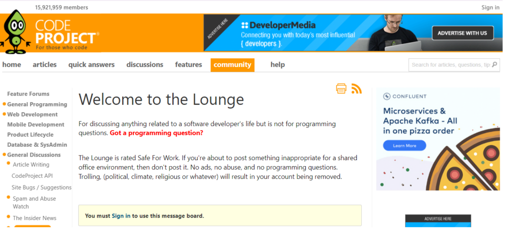 Code Project developer community overview