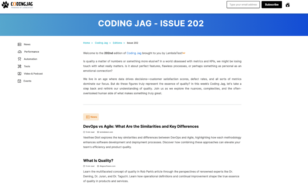 Coding Jag newsletter