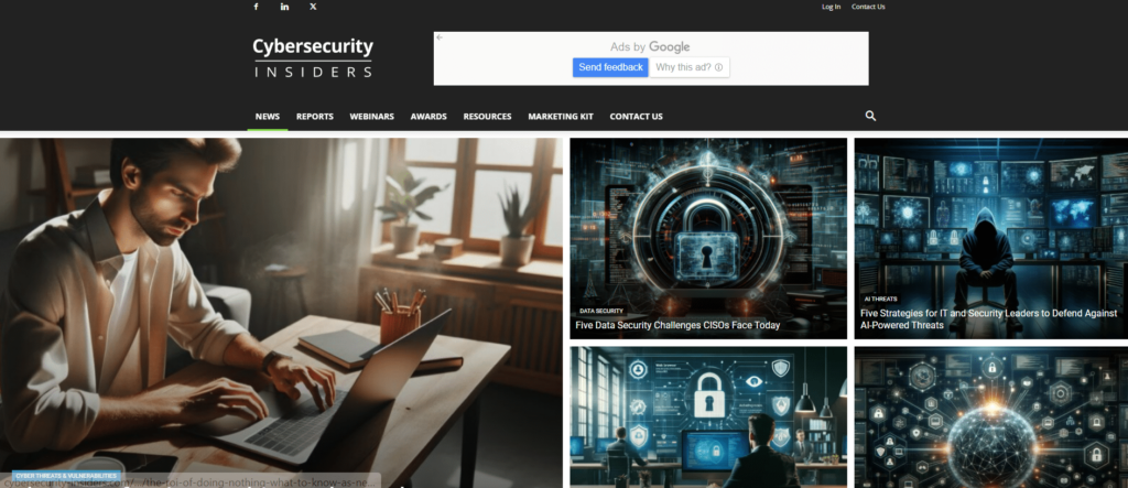 Screensot of the Cybersecurity Insider website
