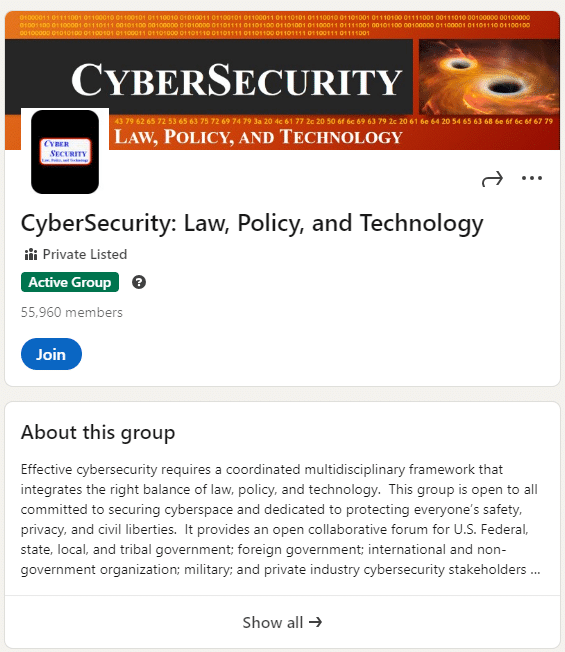 Cybersecurity: Law, Policy and Technology page screenshot