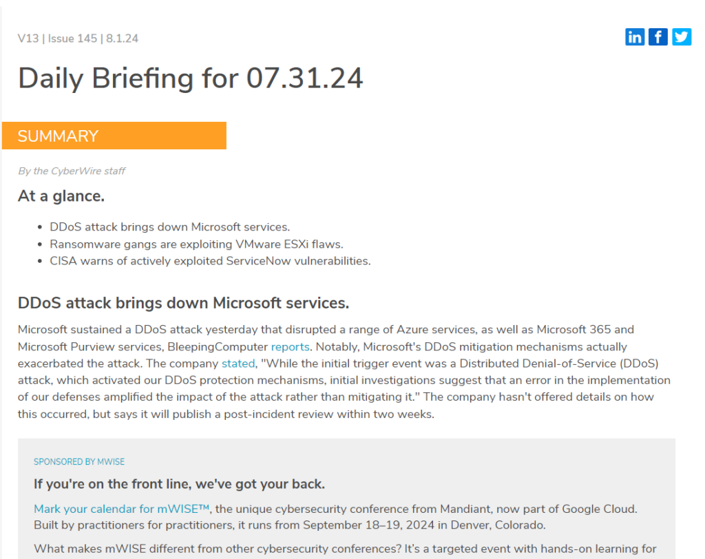 The CyberWire's latest IT security newsletter