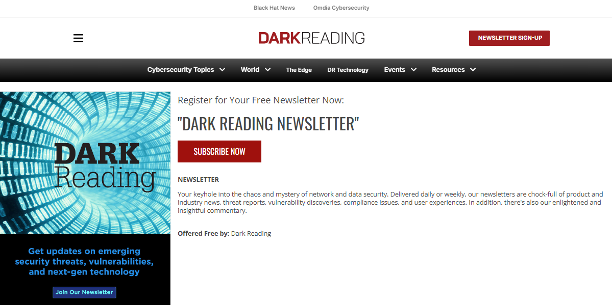 Dark Reading, a cybersecurity newsletter