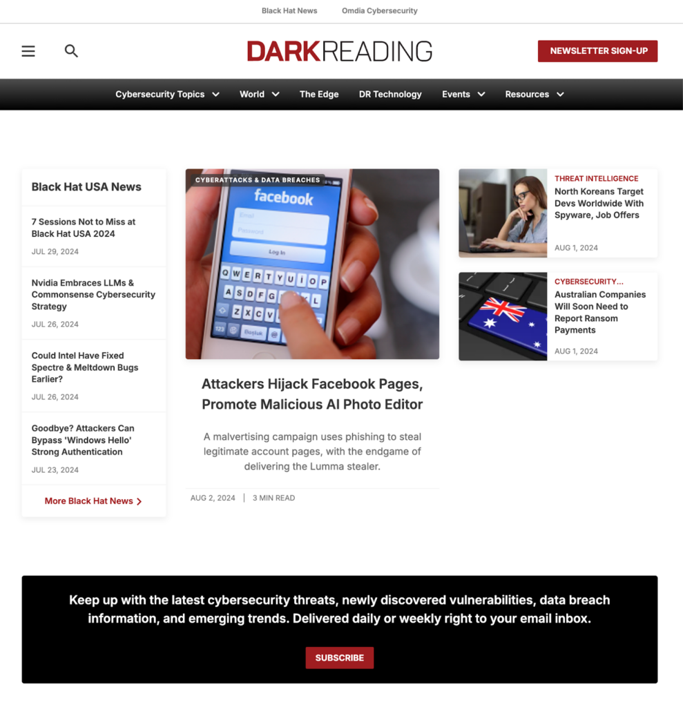 Dark Reading IT security website