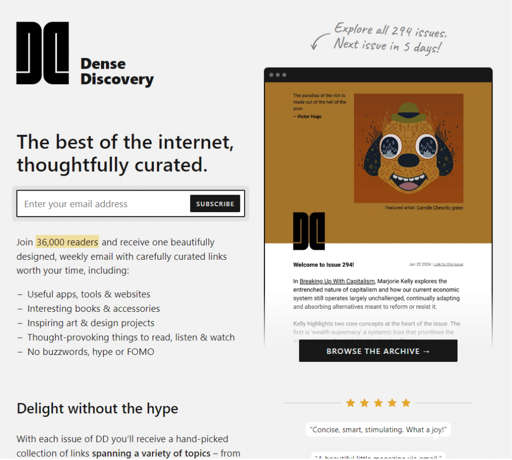 Dense Discovery IT industry newsletter