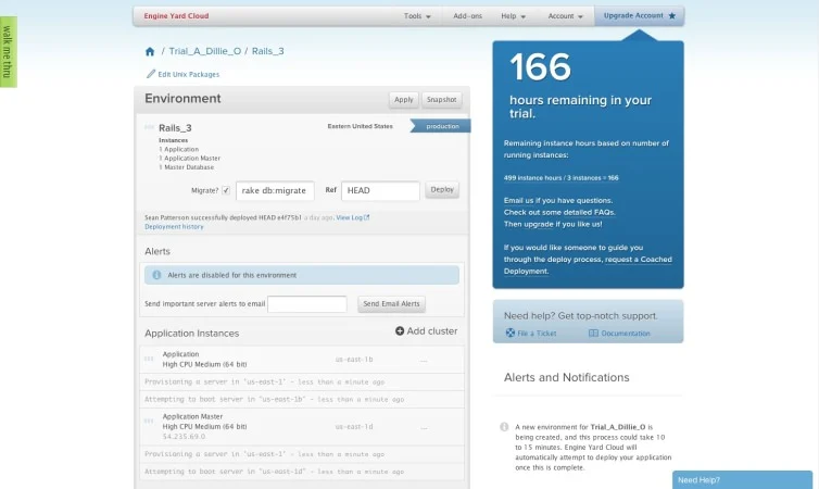 A screenshot of the environment creation process for Engine Yard.