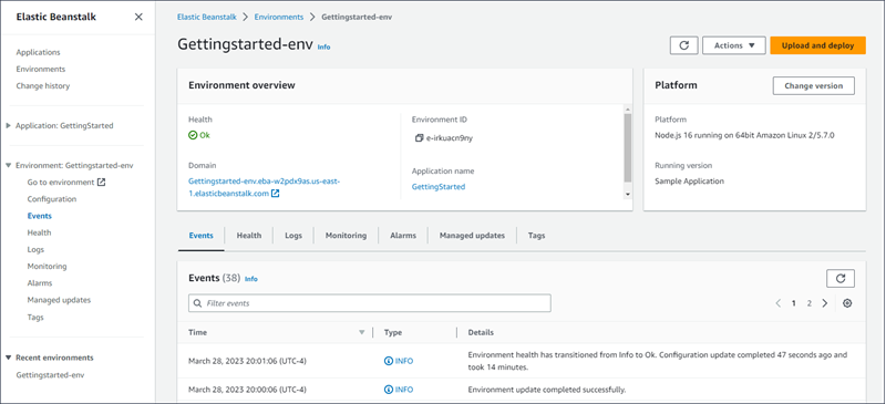 AWS Elastic Beanstalk review featuring the software dashboard