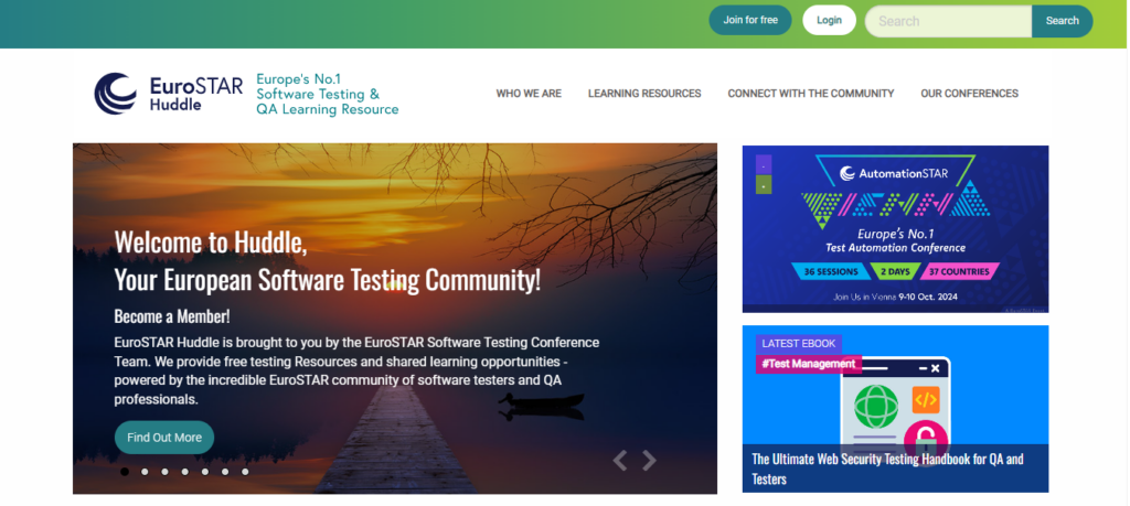 EurosSTAR Huddle landing page
