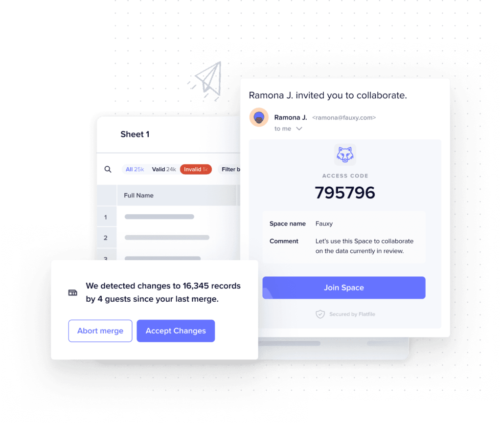 A photo highlighting the collaborative feature of Flatfile.
