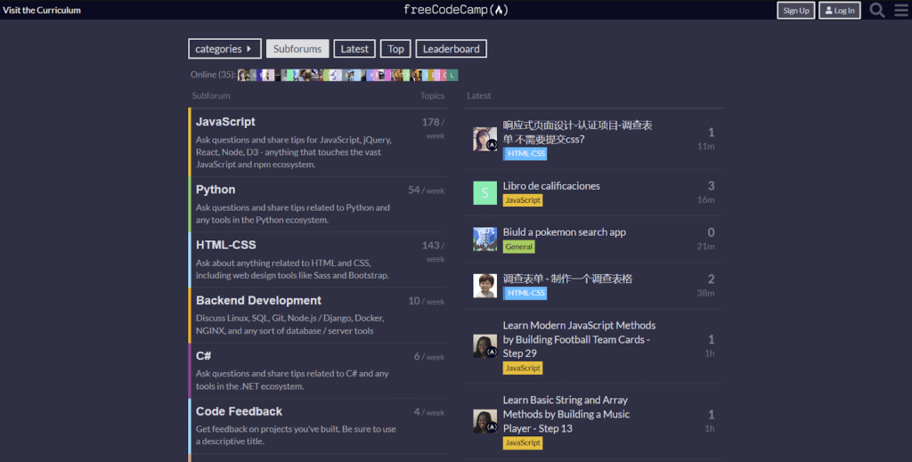 freeCodeCamp subforums for the tech community
