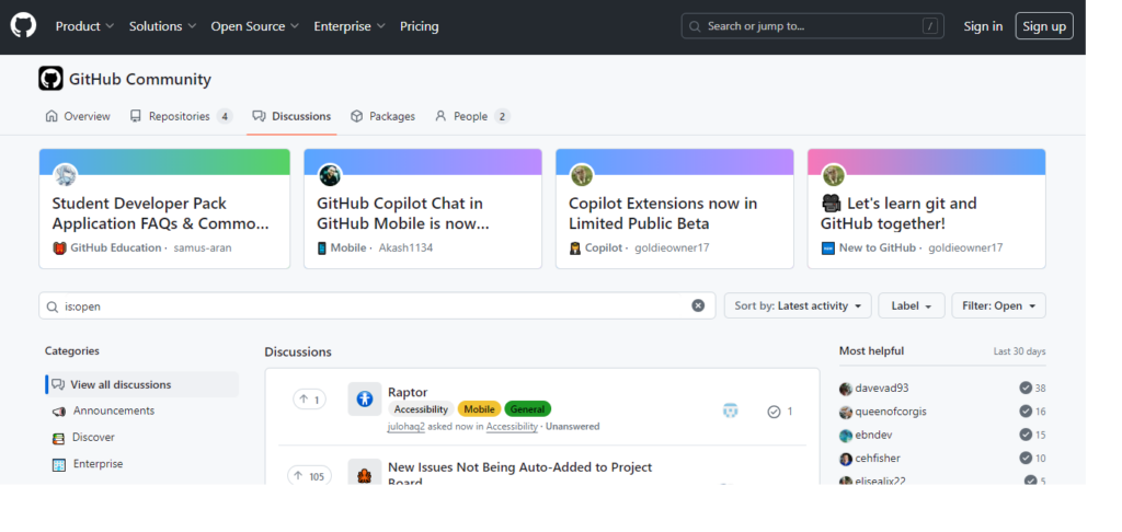 GIthub Community Discussions