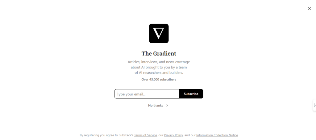 The Gradient newsletter signup