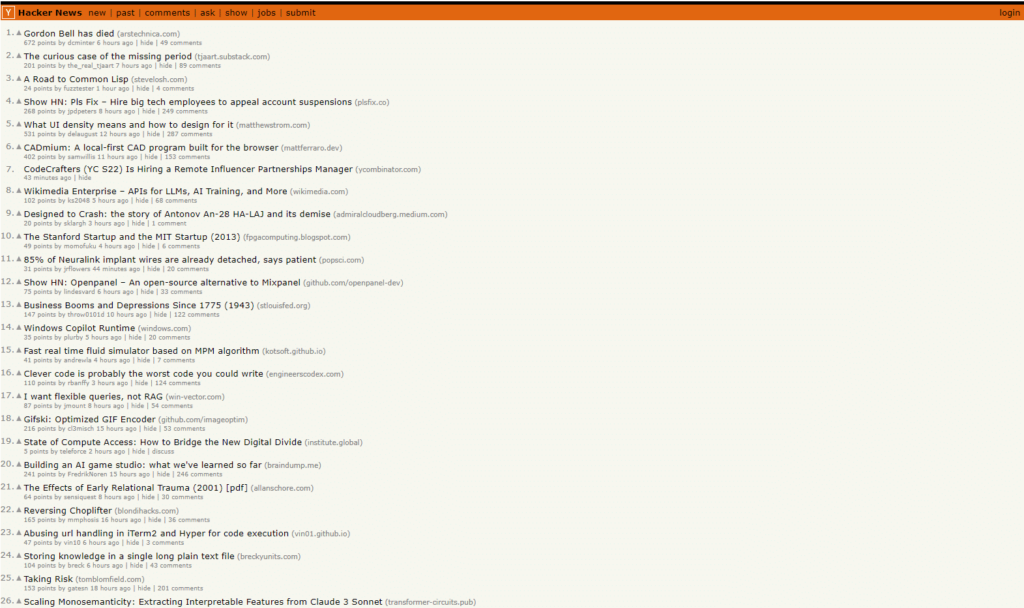 Hacker News tech community