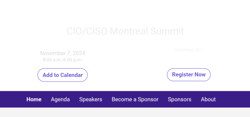 CIO/CISO Montreal Summit website screenshot