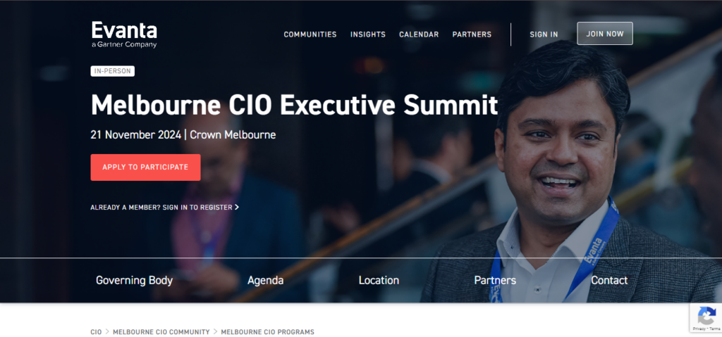 Melbourne CIO Executive Summit website screenshot