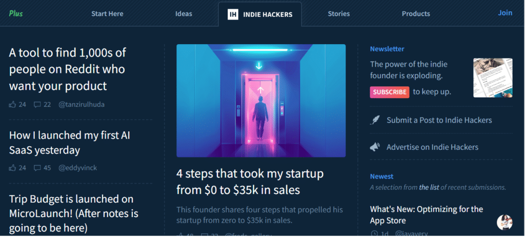 Indie Hackers , a developer community