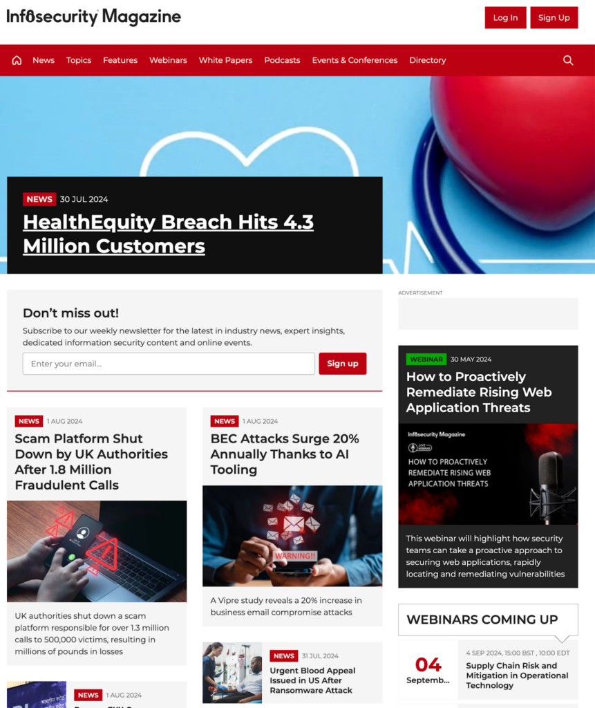 The Infosecurity Magazine home page