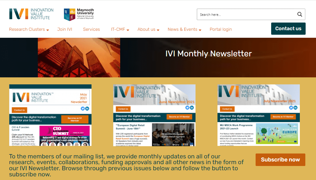 Innovation Value Institute IVI newsletter