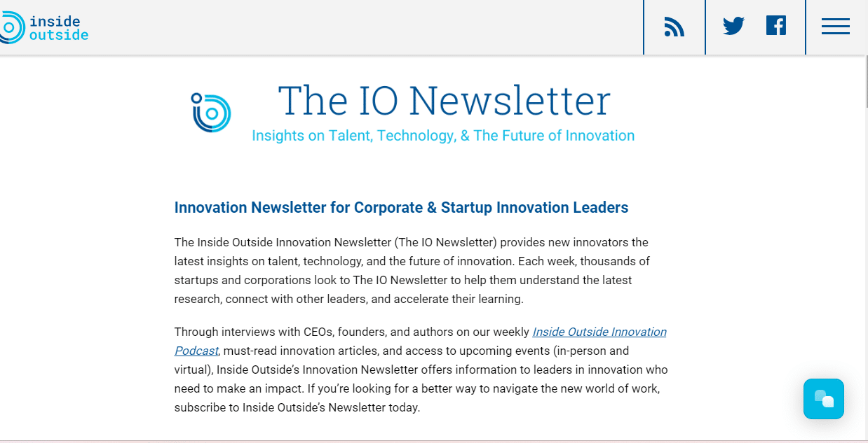 Inside Outside for innovation newsletter