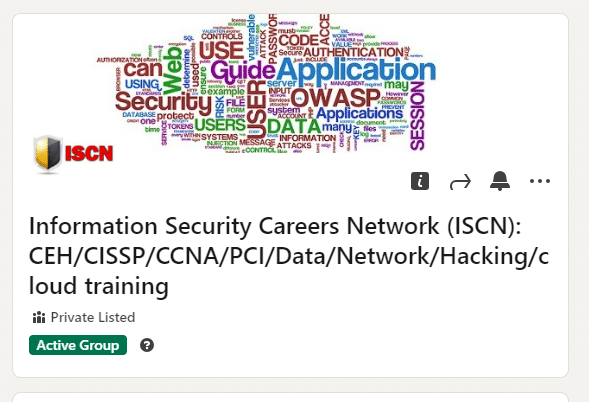 Information Security Careers Network LinkedIn page screenshot