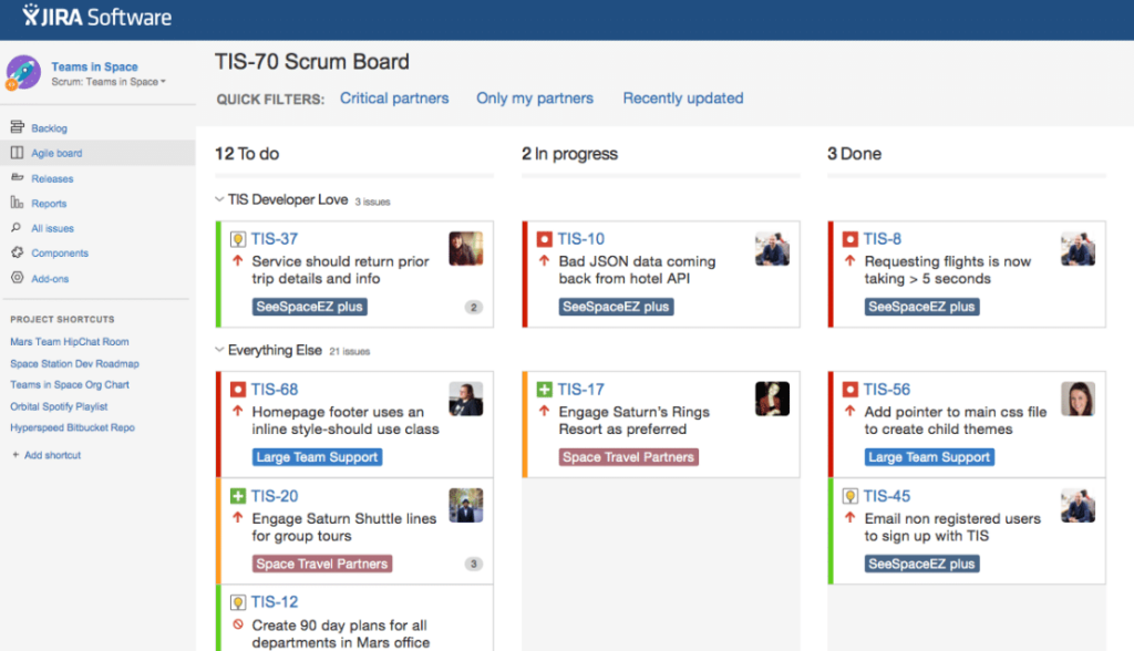 Jira's Agile board screenshot