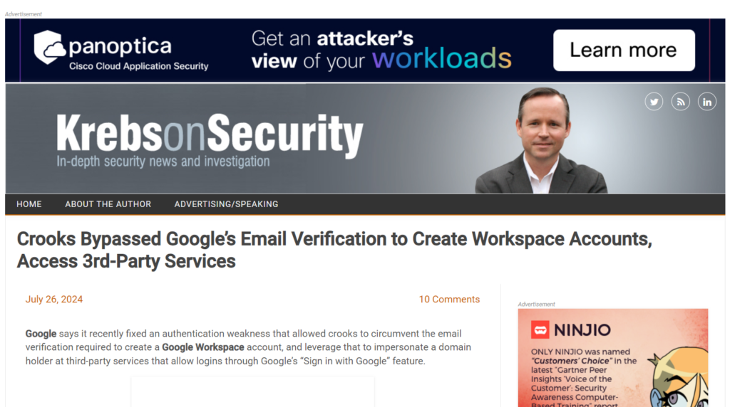 The Krebs on Security website