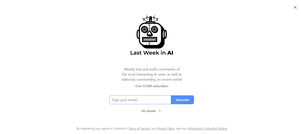 Last Week in AI newsletter page