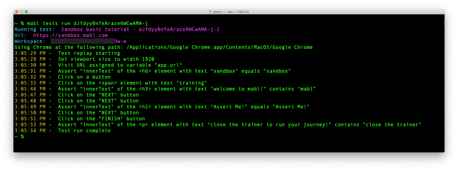 mabl CLI Screenshot
