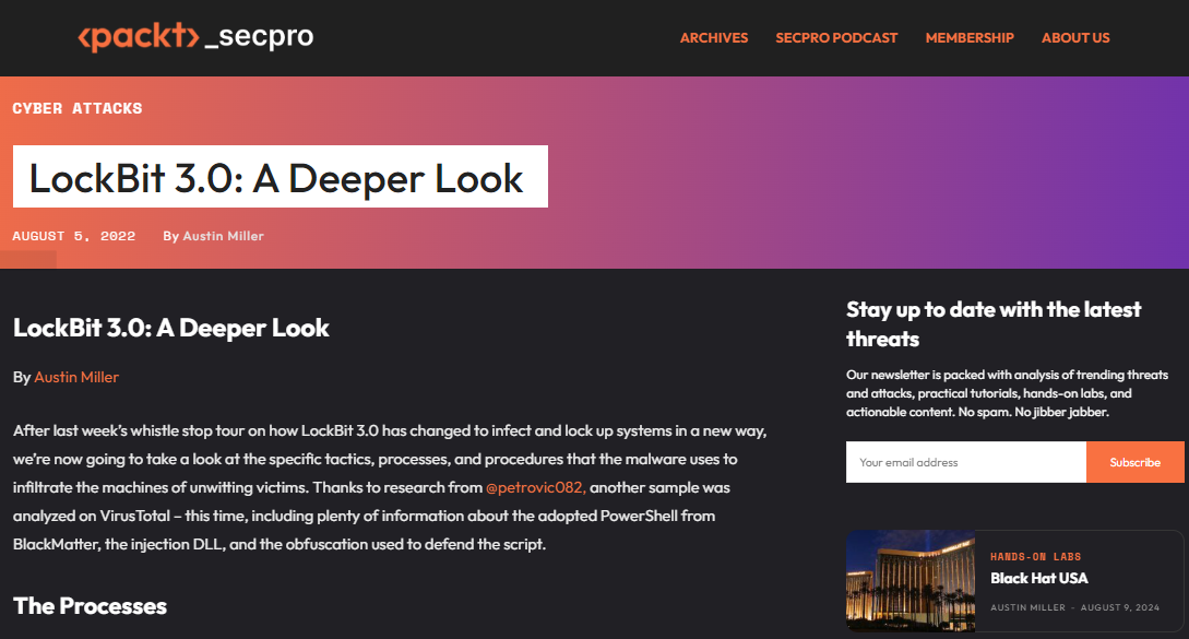 Packt SecPro, a cybersecurity newsletter