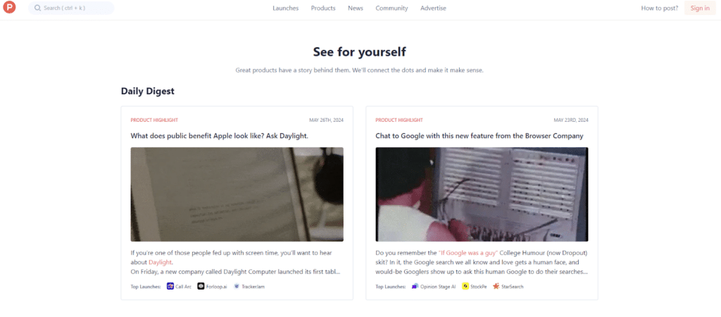 Product Hunt Landing Site