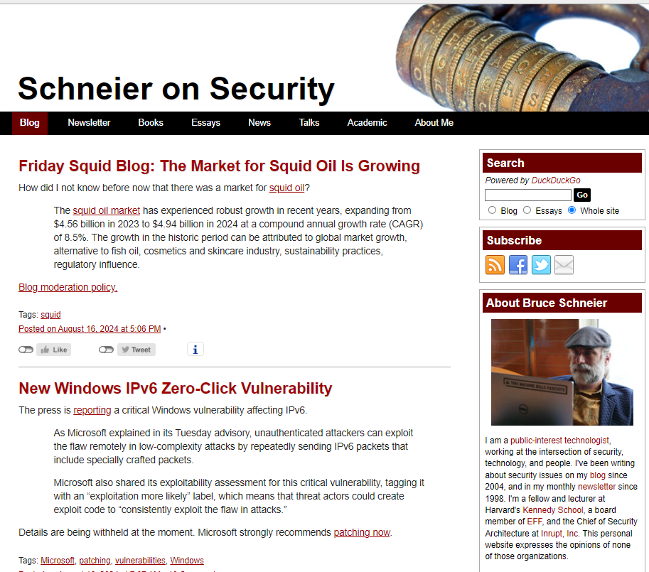 Schneier on Security newsletter