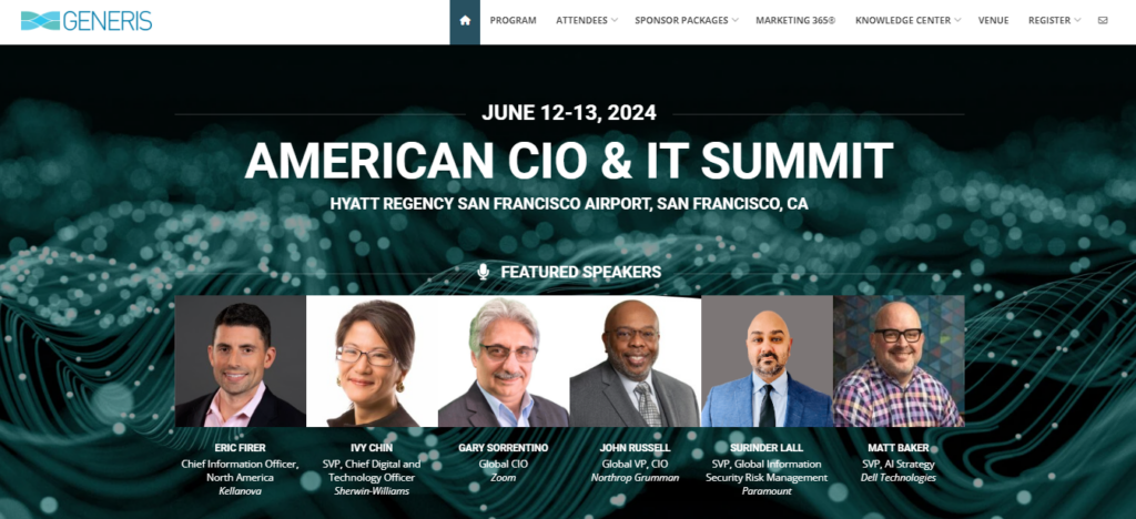 American CIO &amp; IT Summit website screenshot