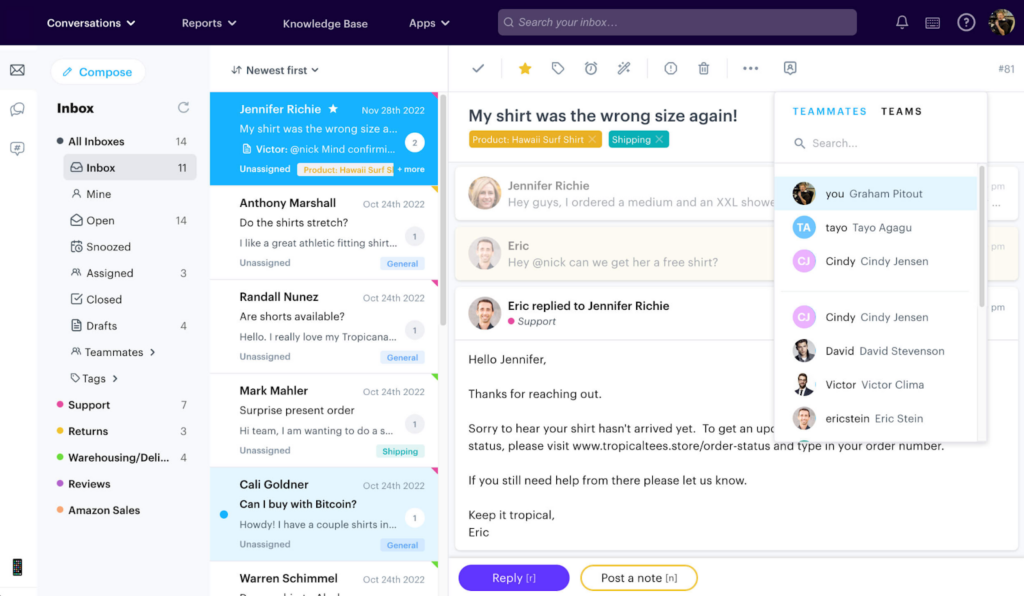 screenshot of groove shared inboxes