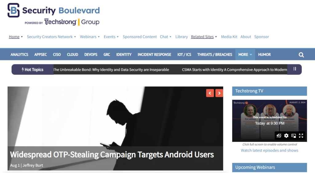 The Security Boulevard home page