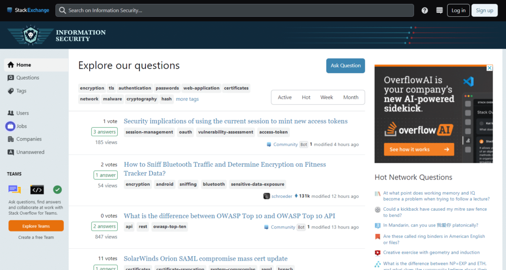 Security Stack Exchange home page