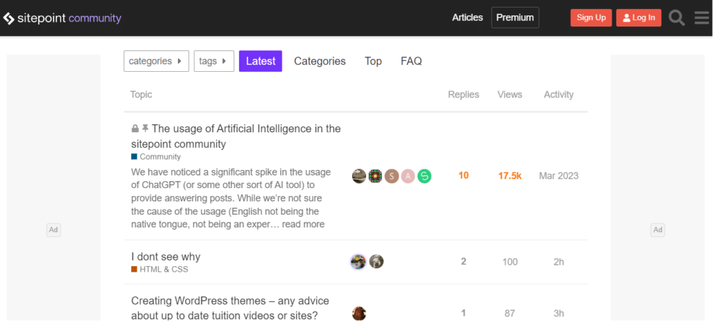 SitePoint community forum
