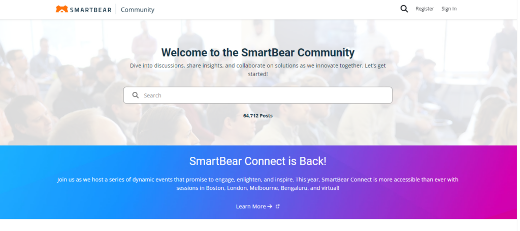 SmartBear community landing page