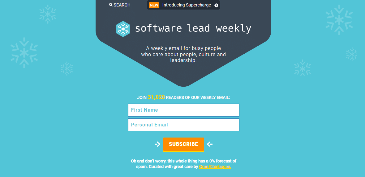 Software Lead Weekly landing page